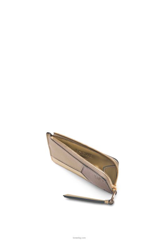 Loewe пъзел монетен картодържач от класическа телешка кожа F84B81369 Жени глина зелено/масло