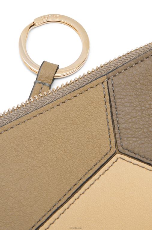Loewe пъзел монетен картодържач от класическа телешка кожа F84B81369 Жени глина зелено/масло