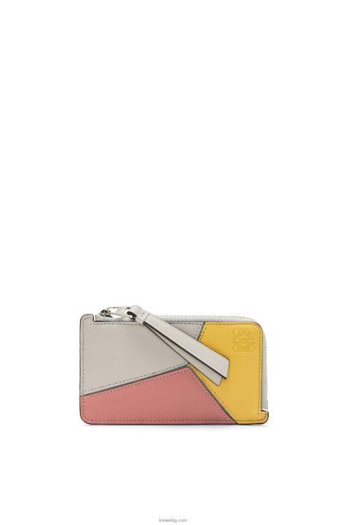 Loewe пъзел монетен картодържач от класическа телешка кожа F84B81370 Жени призрак/цъфтеж на праскова