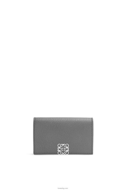 Loewe визитник с анаграма от телешка кожа с камъче F84B81374 Жени асфалтово сиво