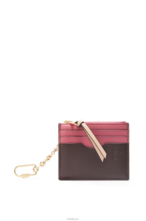 Loewe квадратен картодържател от мека зърнеста телешка кожа с верижка F84B81379 Жени роза/шоколад
