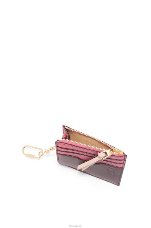Loewe квадратен картодържател от мека зърнеста телешка кожа с верижка F84B81379 Жени роза/шоколад
