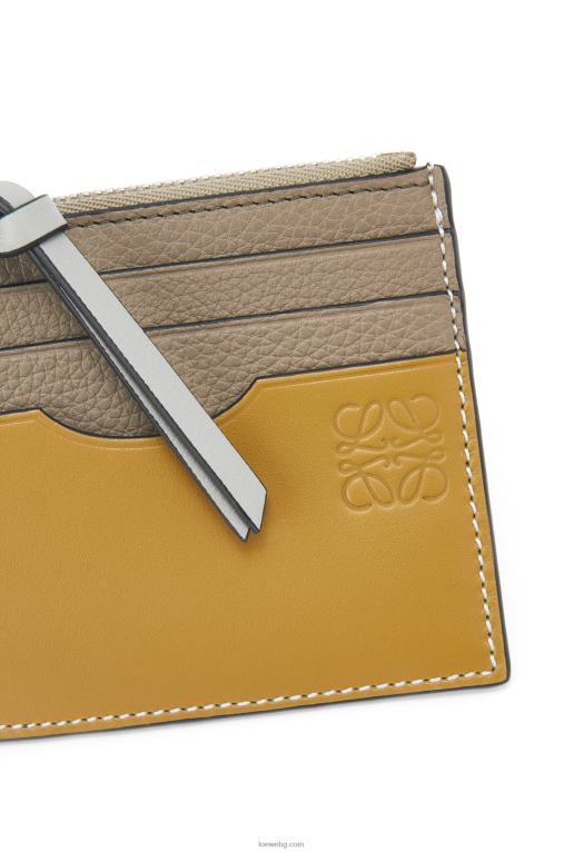 Loewe квадратен картодържател от мека зърнеста телешка кожа с верижка F84B81382 Жени лаврово зелено/охра