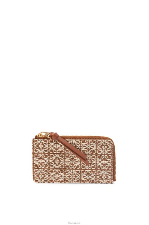 Loewe картодържател за монети от жакард и телешка кожа F84B81389 Жени тен/пекан