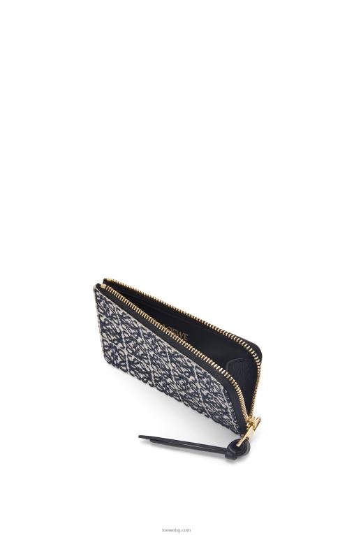 Loewe картодържател за монети от жакард и телешка кожа F84B81390 Жени тъмносиньо/черно