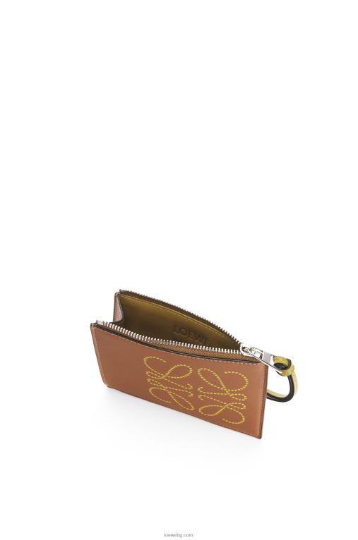 Loewe маркова картодържател за монети от класическа телешка кожа F84B81392 Жени тен/охра