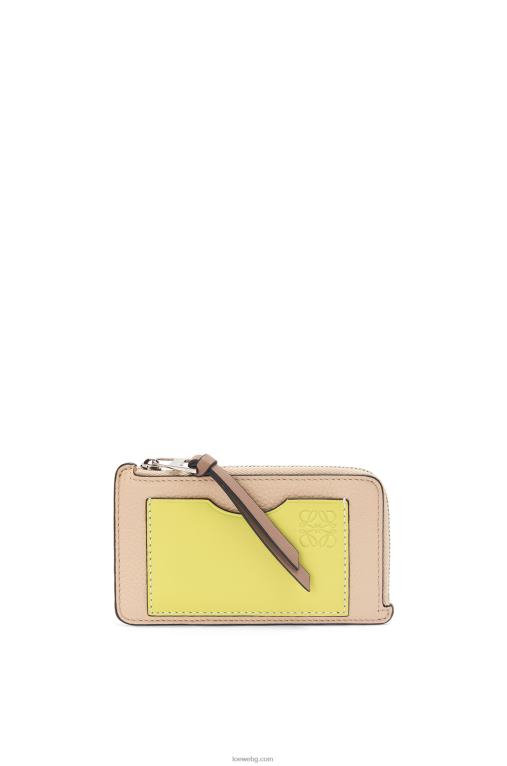 Loewe картодържател за монети от мека зърнеста телешка кожа F84B81393 Жени гол/цитронела