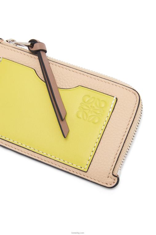 Loewe картодържател за монети от мека зърнеста телешка кожа F84B81393 Жени гол/цитронела