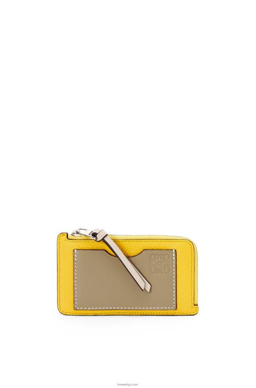 Loewe картодържател за монети от мека зърнеста телешка кожа F84B81394 Жени жълто/глинесто зелено