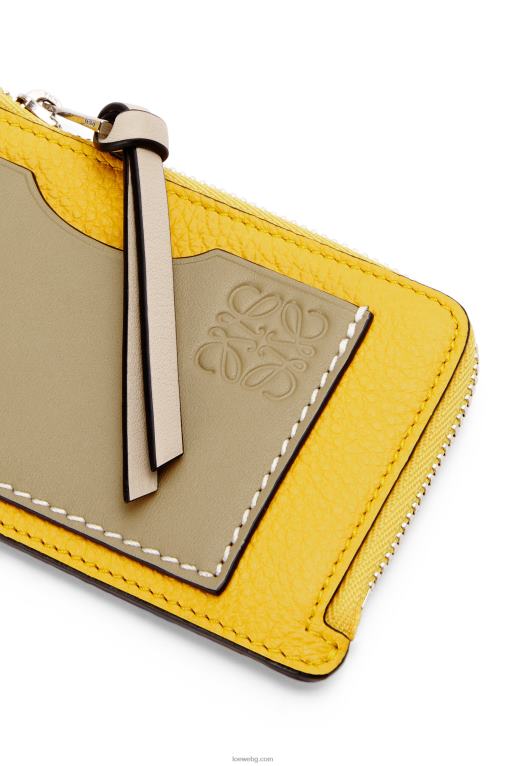 Loewe картодържател за монети от мека зърнеста телешка кожа F84B81394 Жени жълто/глинесто зелено