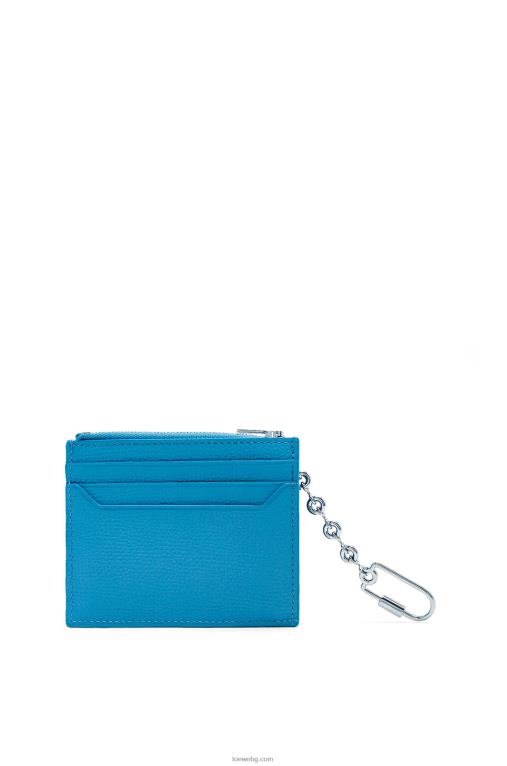 Loewe анаграмен квадратен картодържач от телешка кожа с камъчета и верижка F84B81396 Жени лагуново синьо