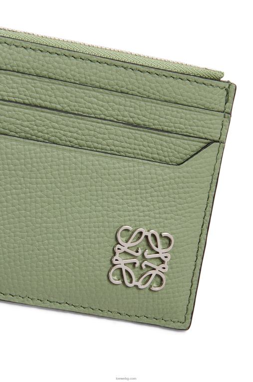 Loewe анаграмен квадратен държач за карти с цип от зърнеста телешка кожа F84B81398 Жени розмарин
