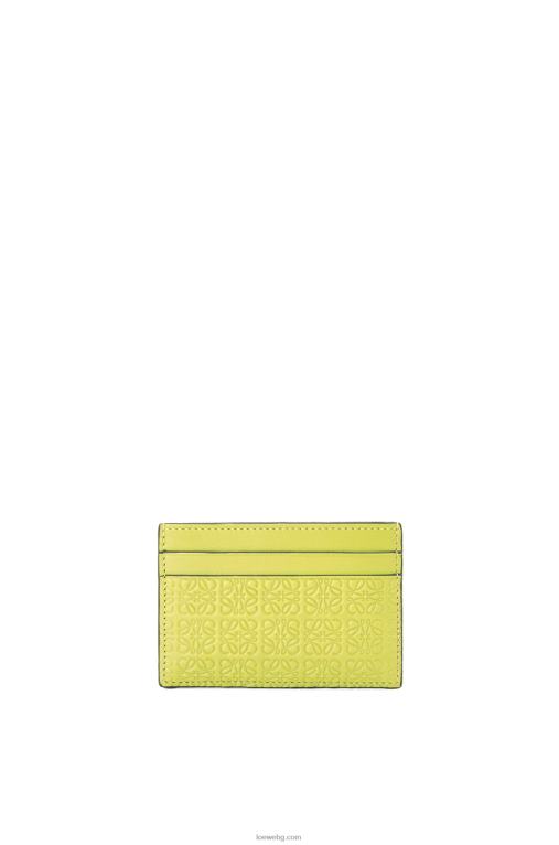 Loewe повтарящ се обикновен картодържател от релефна копринена телешка кожа F84B81401 Жени лайм жълто