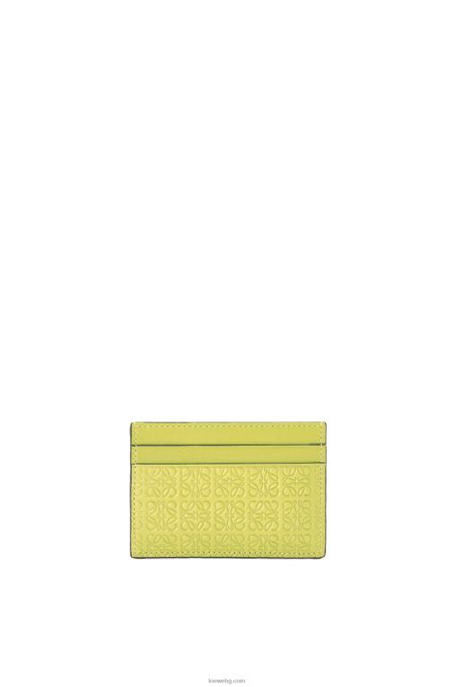 Loewe повтарящ се обикновен картодържател от релефна копринена телешка кожа F84B81401 Жени лайм жълто