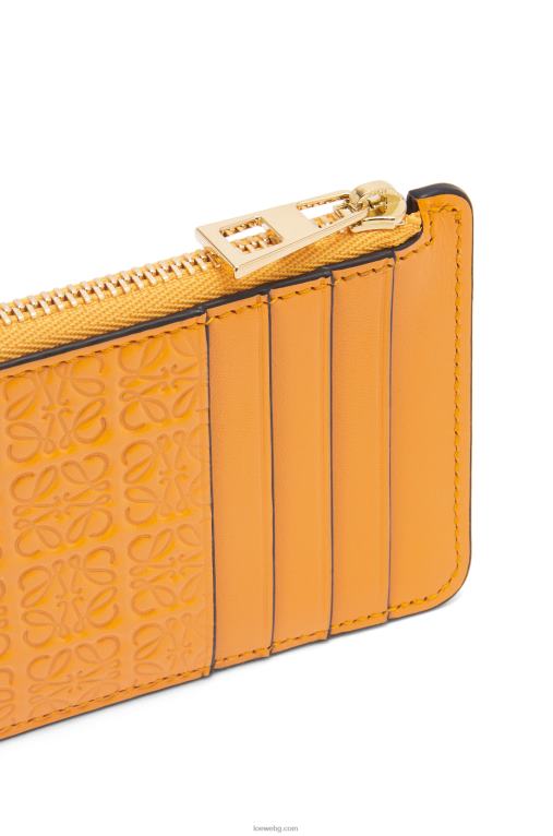 Loewe картодържател за монети от релефна копринена телешка кожа F84B81405 Жени мандарина