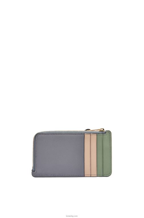 Loewe пъзел монетен картодържач от класическа телешка кожа F84B81409 Жени асфалтово сиво/голо