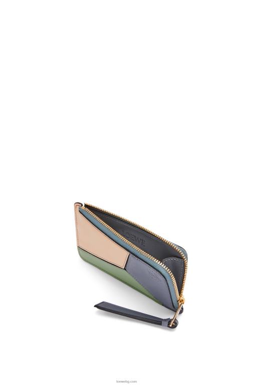 Loewe пъзел монетен картодържач от класическа телешка кожа F84B81409 Жени асфалтово сиво/голо