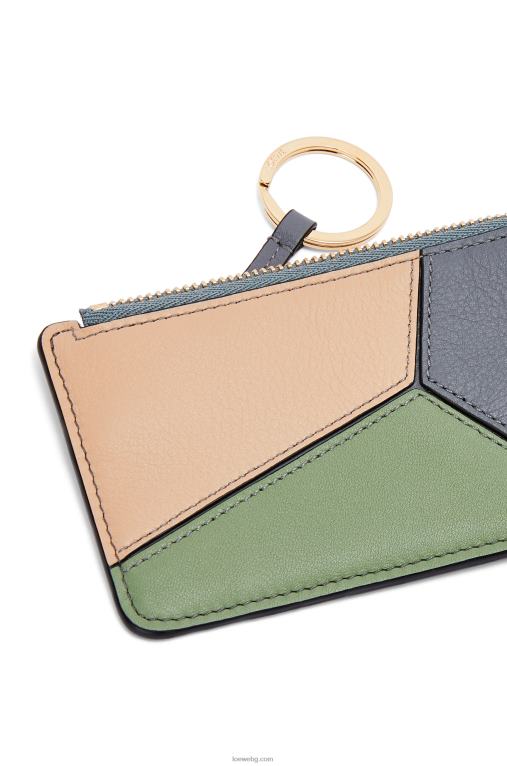 Loewe пъзел монетен картодържач от класическа телешка кожа F84B81409 Жени асфалтово сиво/голо