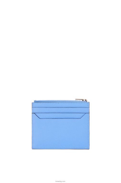 Loewe анаграмен квадратен държач за карти с цип от зърнеста телешка кожа F84B81413 Жени селестин синьо