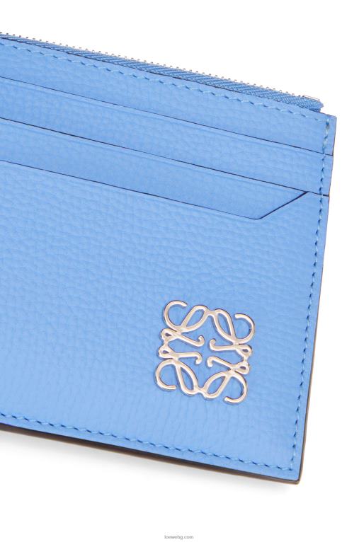 Loewe анаграмен квадратен държач за карти с цип от зърнеста телешка кожа F84B81413 Жени селестин синьо