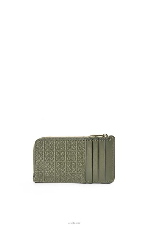 Loewe картодържател за монети от релефна копринена телешка кожа F84B81414 Жени авокадо зелено