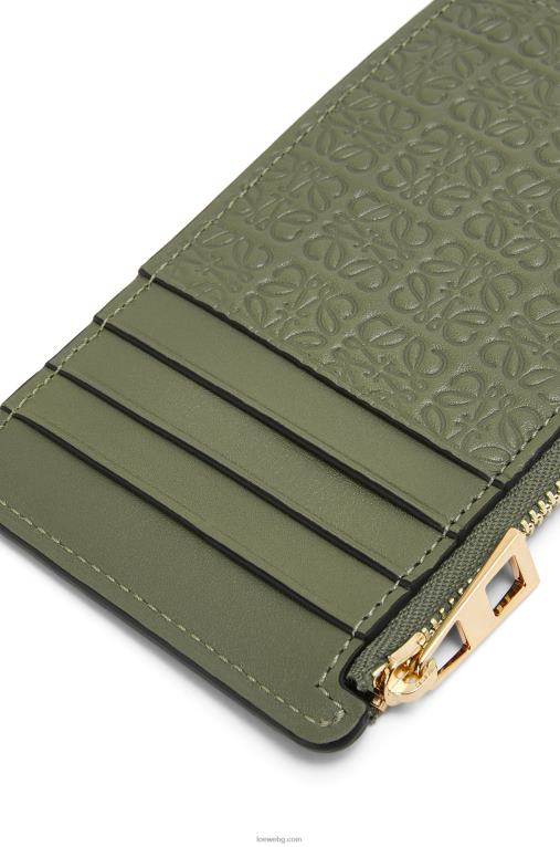 Loewe картодържател за монети от релефна копринена телешка кожа F84B81414 Жени авокадо зелено