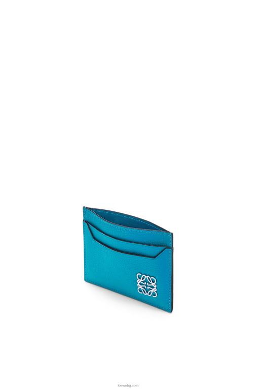 Loewe обикновен картодържател с анаграми от телешка кожа с камъчета F84B81415 Жени лагуново синьо