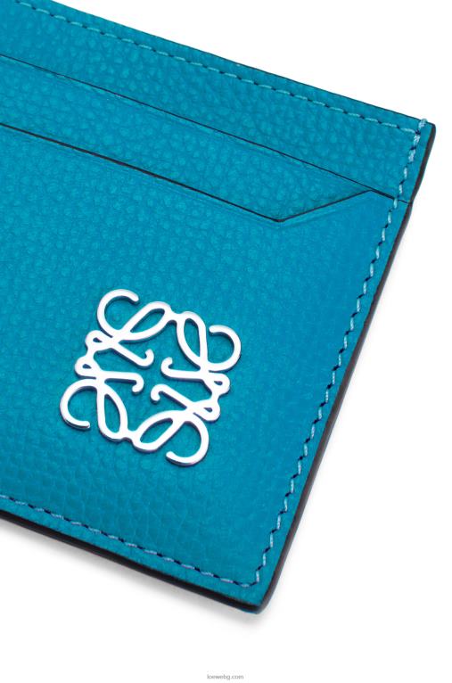 Loewe обикновен картодържател с анаграми от телешка кожа с камъчета F84B81415 Жени лагуново синьо