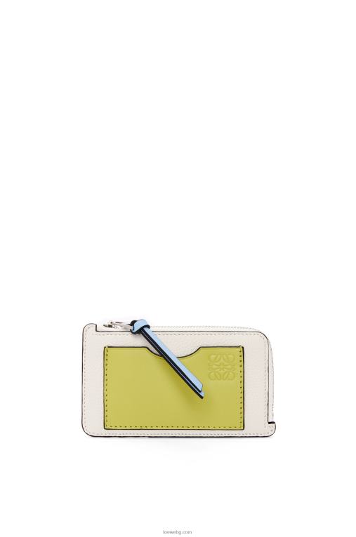 Loewe картодържател за монети от мека зърнеста телешка кожа F84B81416 Жени меко бяло/лайм жълто