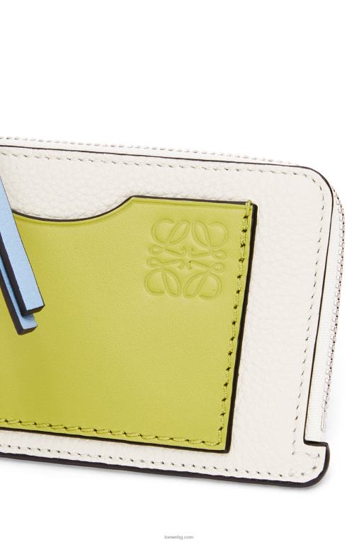 Loewe картодържател за монети от мека зърнеста телешка кожа F84B81416 Жени меко бяло/лайм жълто