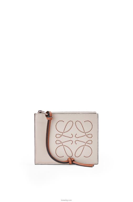 Loewe маркова картодържател за монети от класическа телешка кожа F84B81420 Жени лек овесен/тен
