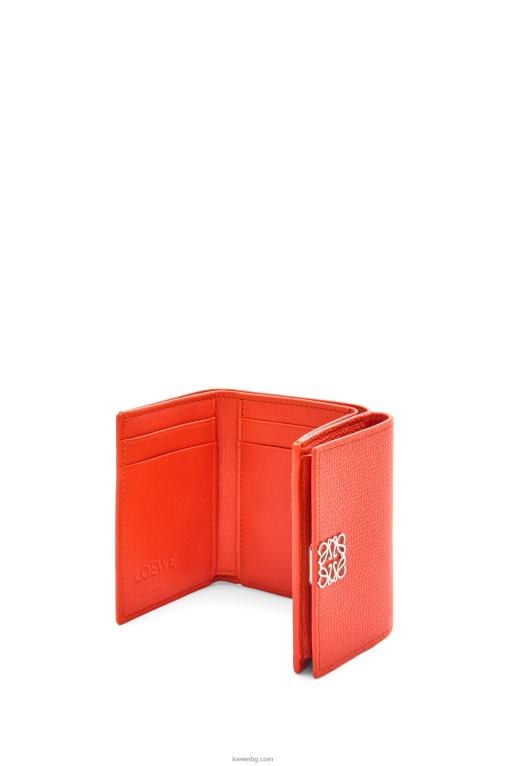 Loewe анаграм троен портфейл от зърнеста телешка кожа F84B81204 Жени изгрев оранжево