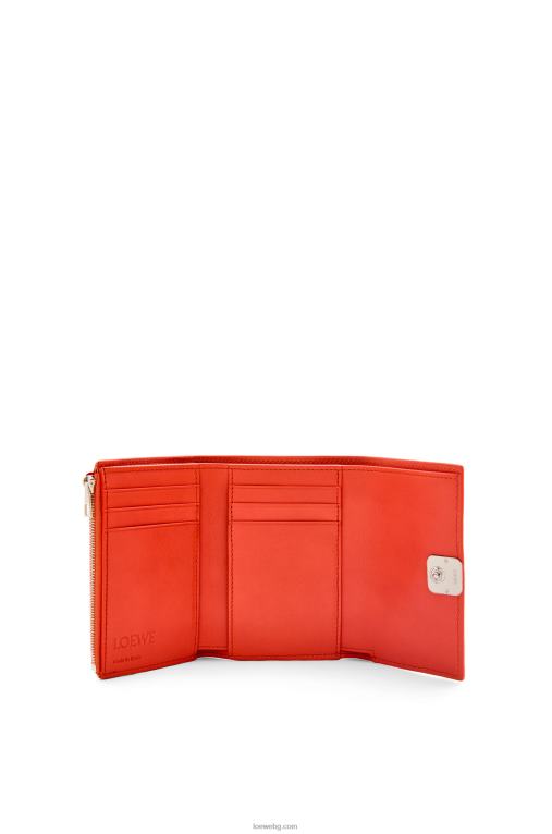 Loewe анаграм малък вертикален портфейл от зърнеста телешка кожа F84B81205 Жени изгрев оранжево