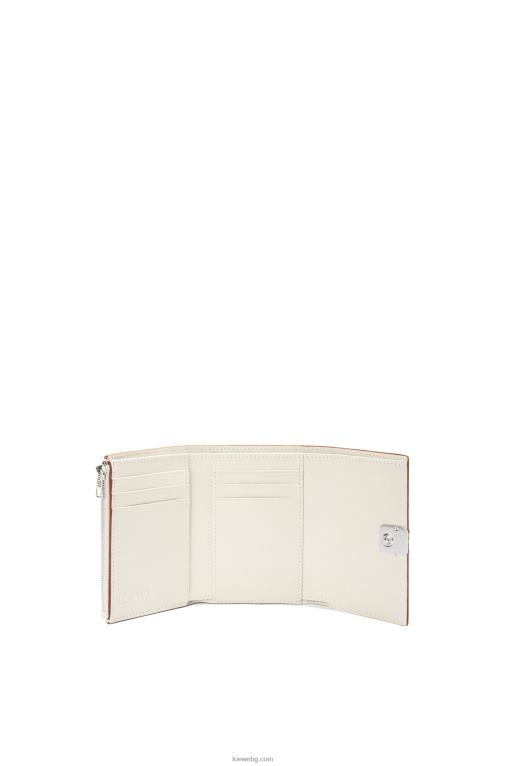 Loewe анаграм малък вертикален портфейл от зърнеста телешка кожа F84B81218 Жени светъл призрак