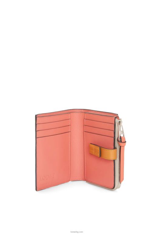 Loewe тънък двоен портфейл с цип от мека зърнеста телешка кожа F84B81220 Жени лек овес/мед