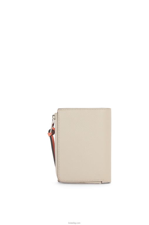 Loewe тънък двоен портфейл с цип от мека зърнеста телешка кожа F84B81220 Жени лек овес/мед