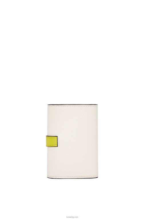 Loewe малък вертикален портфейл от мека зърнеста телешка кожа F84B81228 Жени меко бяло/лайм жълто