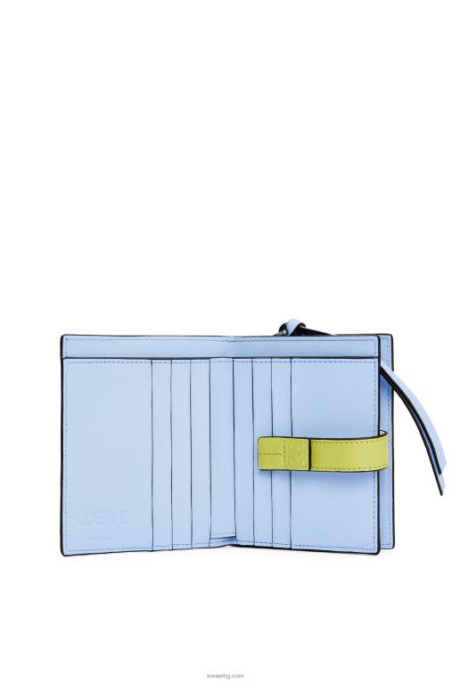 Loewe компактен портфейл с цип от мека зърнеста телешка кожа F84B81229 Жени меко бяло/лайм жълто