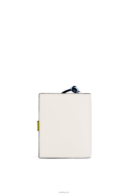 Loewe компактен портфейл с цип от мека зърнеста телешка кожа F84B81229 Жени меко бяло/лайм жълто
