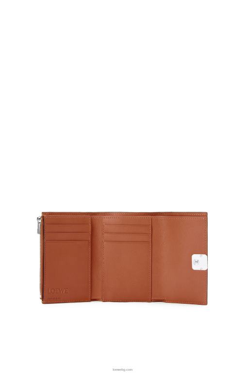 Loewe анаграм малък вертикален портфейл от зърнеста телешка кожа F84B81231 Жени тен