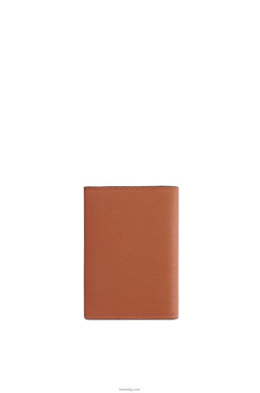 Loewe анаграм малък вертикален портфейл от зърнеста телешка кожа F84B81231 Жени тен