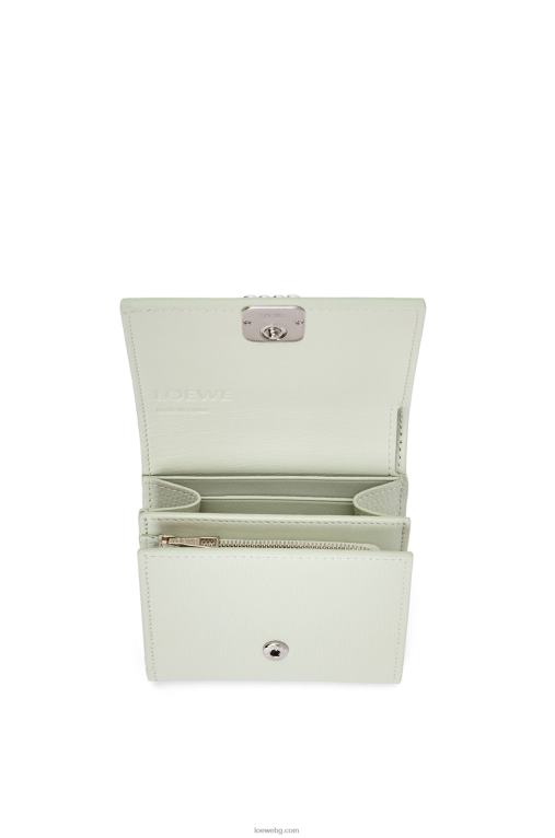Loewe анаграм компактен портфейл с капак от телешка кожа с камъчета F84B81233 Жени светъл селадон
