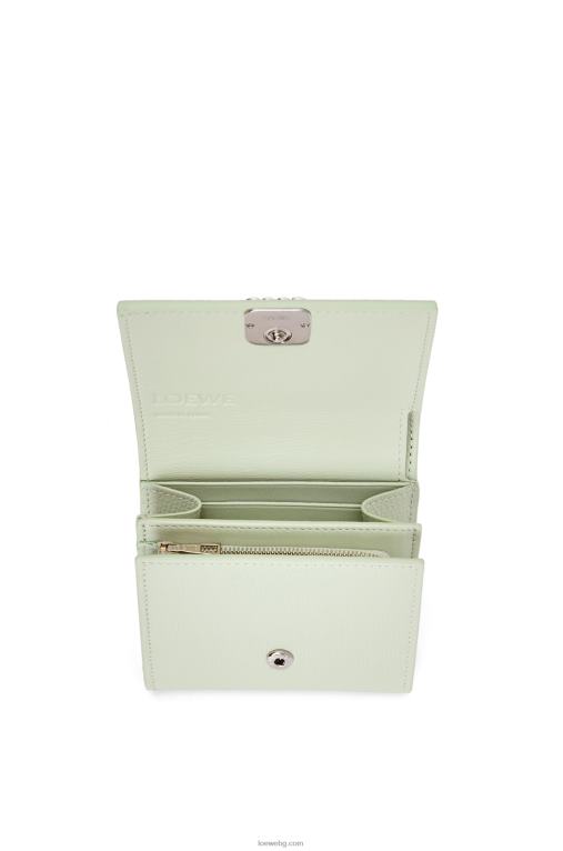 Loewe анаграм компактен портфейл с капак от телешка кожа с камъчета F84B81233 Жени светъл селадон
