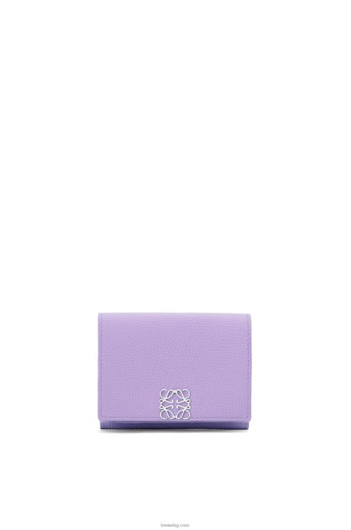 Loewe анаграм троен портфейл от зърнеста телешка кожа F84B81235 Жени светло лилаво