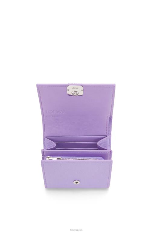 Loewe анаграм компактен портфейл с капак от телешка кожа с камъчета F84B81236 Жени светло лилаво