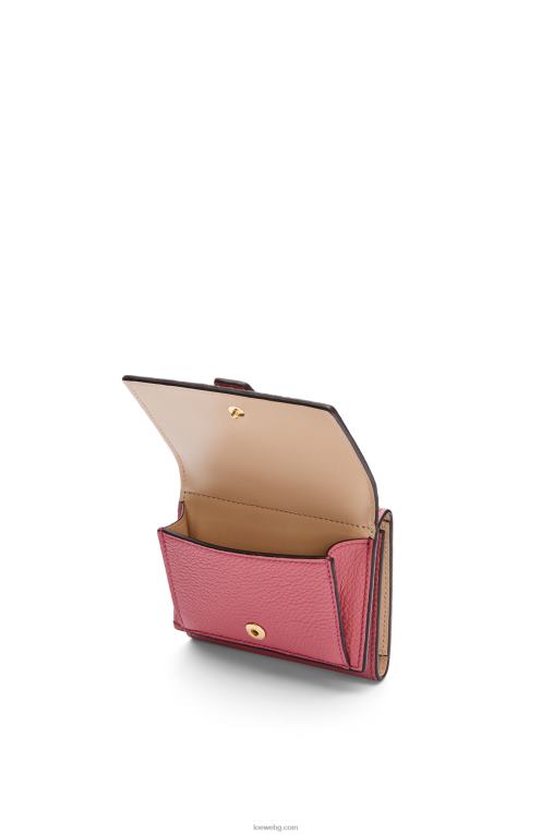 Loewe сгъваем портфейл от мека зърнеста телешка кожа F84B81241 Жени роза/шоколад