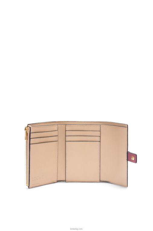 Loewe малък вертикален портфейл от мека зърнеста телешка кожа F84B81243 Жени роза/шоколад