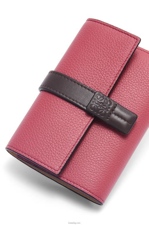 Loewe малък вертикален портфейл от мека зърнеста телешка кожа F84B81243 Жени роза/шоколад