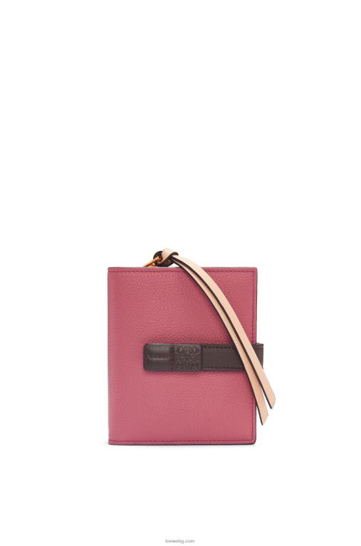 Loewe компактен портфейл с цип от мека зърнеста телешка кожа F84B81244 Жени роза/шоколад