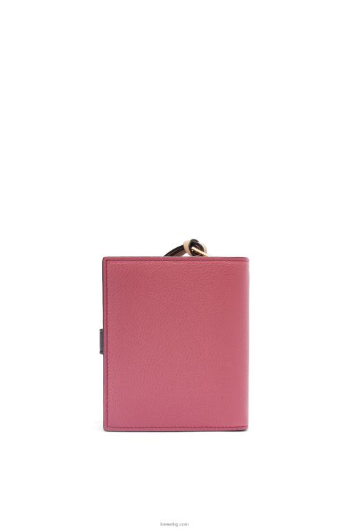 Loewe компактен портфейл с цип от мека зърнеста телешка кожа F84B81244 Жени роза/шоколад